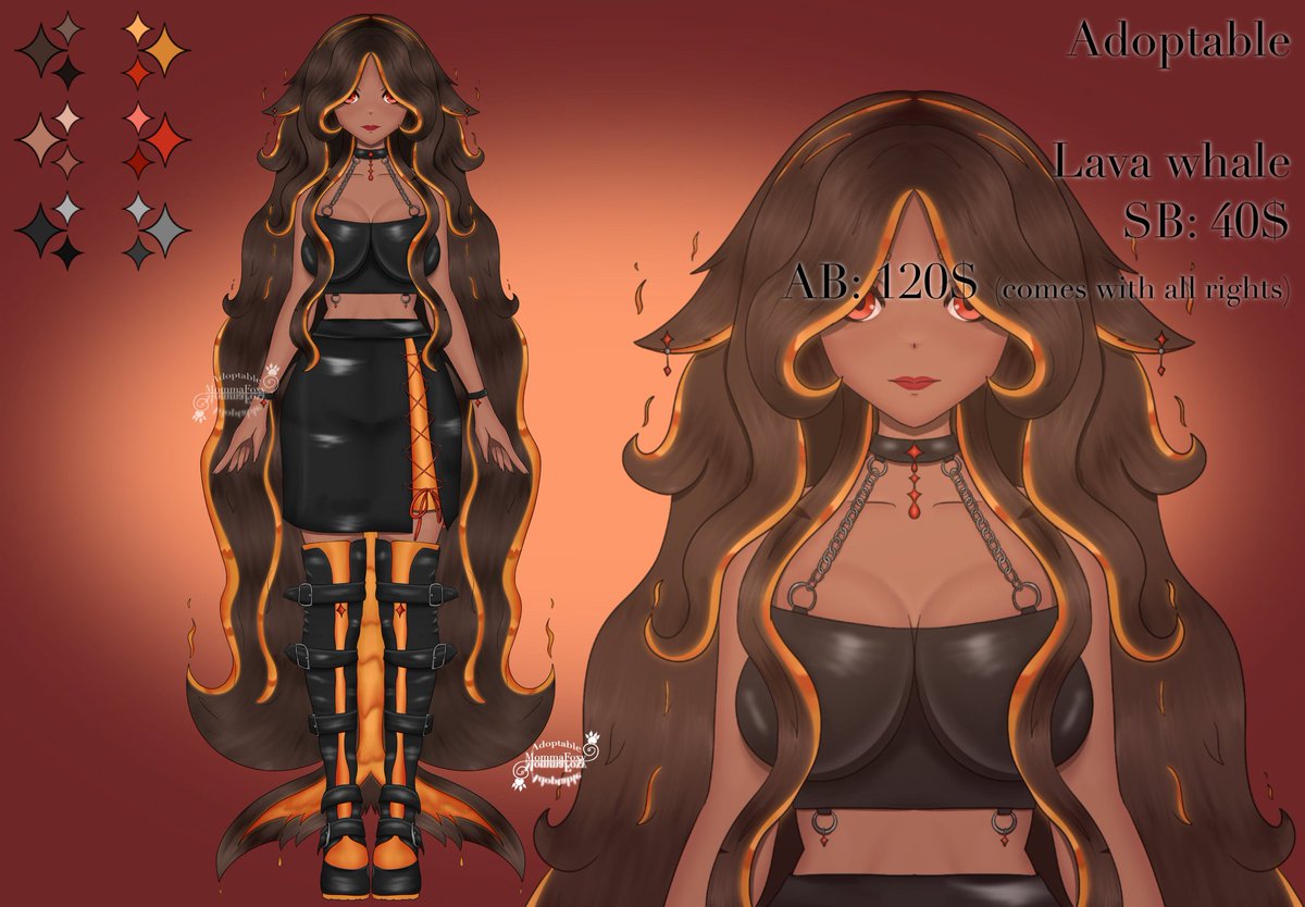 🌋 ADOPTABLE — LAVA WHALE 🌋
Molten hair, ember eyes, and a design that burns.
✨ SB: $40 | AB: $120 (full rights)
🔥 One-of-a-kind
⏳ Don’t let her cool off…

RTs = love 🧡
#ocart #characterdesign #digitaladopt #adoptable #adopt #vtuber #characterdesign #adoptables
(Repost)