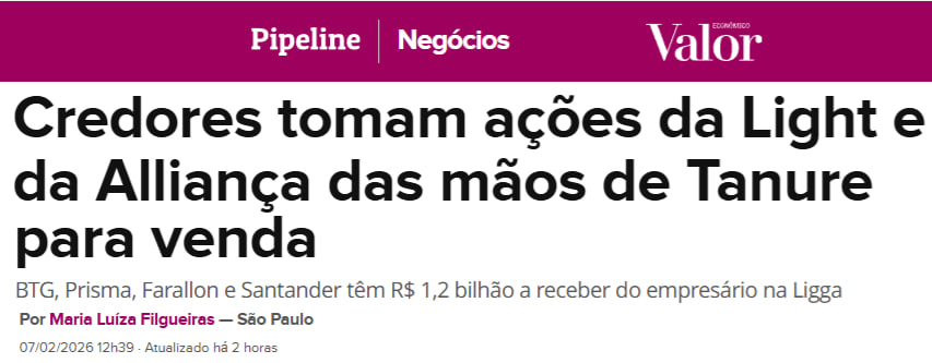 traderdocerrado's tweet photo. #LIGT3 #Light #Alliança #BTG
Light (LIGT3) recebeu comunicação do Opus FIP que o fundo passou a deter 36,9M ações ON (9,9% do capital social).
++A aquisição decorre da excussão de alienação fiduciária sobre ações da Cia
🚨 O Opus FIP afirmou que está tomando providências para vender a participação e não pretende permanecer como acionista.