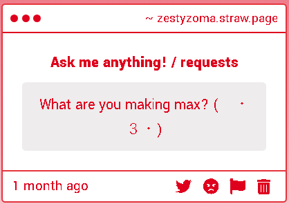 haven't checked my strawpage in a second lol sorry

But I've been working on more sfw art recently! Been drawing a lot of backgrounds for a small animatic that'll be posted on my sfw account <a href="/Inkomeli/">1nk0 💫</a> ❤