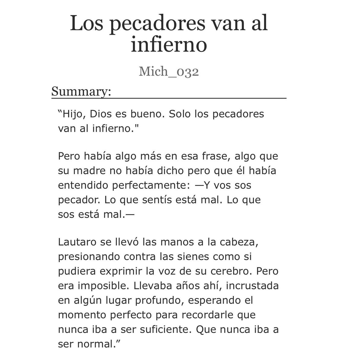Mich28___'s tweet image. HABEMUS NUEVO FIC ✝️

“Lautaro sabía que era pecado, sabía que estaba prohibido y eso lo carcomía por dentro. No era solo desear a Manuel, era hacerlo sabiendo que quizás no era correspondido” 

(angst con final feliz en los próximos capítulos) 

archiveofourown.org/works/79082371…
