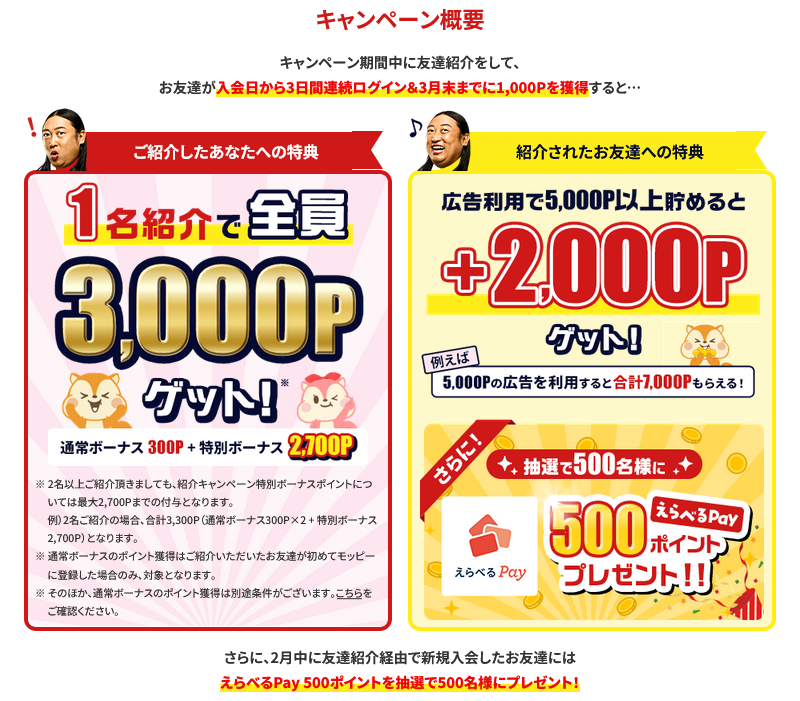 PR】moppyの友達紹介キャンペーン 紹介する人も、される人も特典が