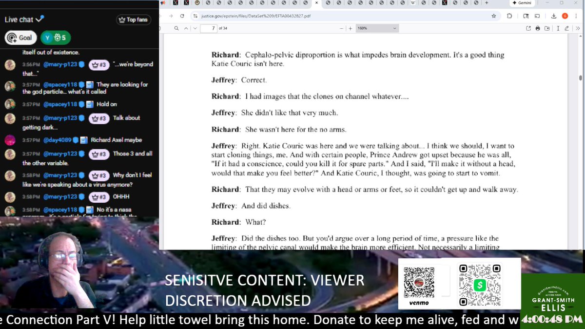 Jeffrey Epstein: "Right. Katie Couric was here and we were talking about... I think we should, I want to start cloning things, me. And with certain people, Prince Andrew got upset because he was all, "If it had a conscience, could you kill it for spare parts." And I said, "I'll