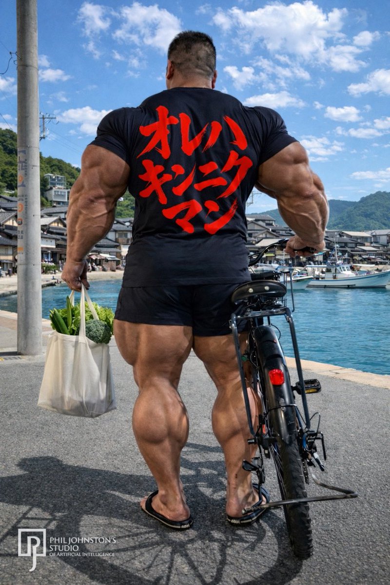 Or even more bulging muscles,
in a black T-shirt?