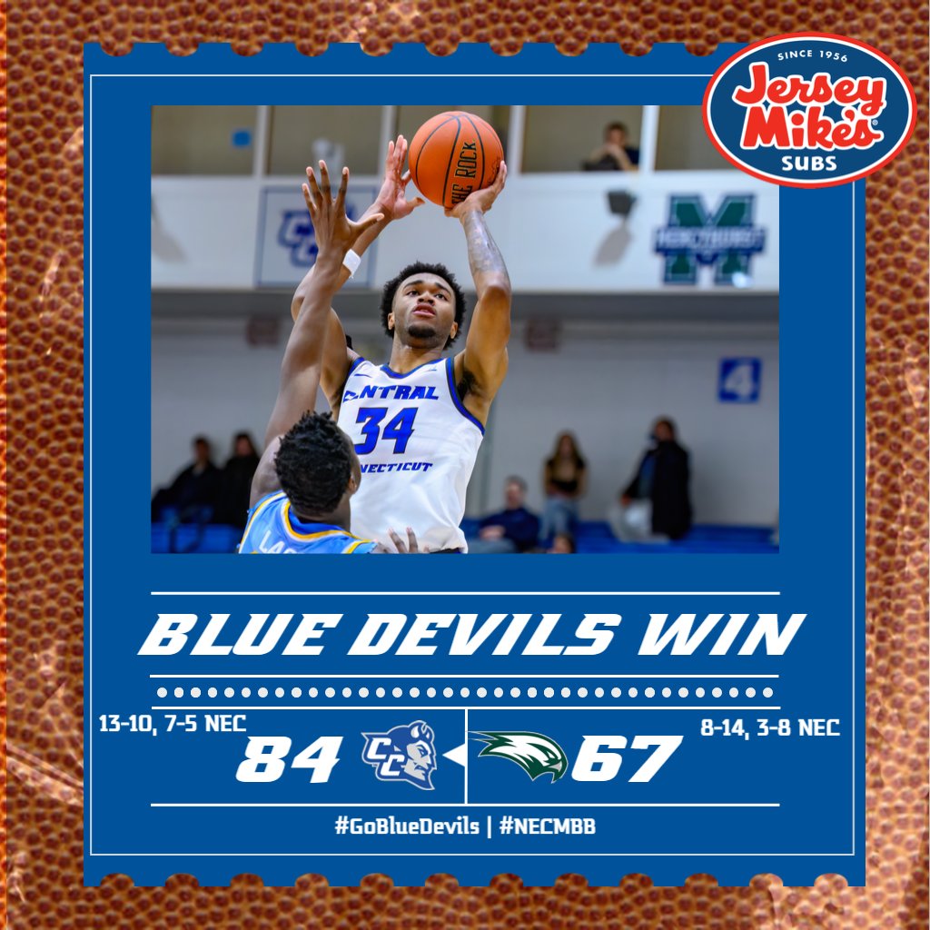 🏀 RECAP

<a href="/CCSU_MBB/">CCSU Men’s Basketball</a> 84, Wagner 67

🏀 Frazier: 21p (7-8 fg), 7r, 3blk
🏀 Smith, Jr.: 25p, 3a (0to)
🏀 Rodgers: 14p, 5a

📰 🔗 tinyurl.com/35xvuzrb
⏭ at New Haven, Thu. 7pm

#GoBlueDevils | #NECMBB