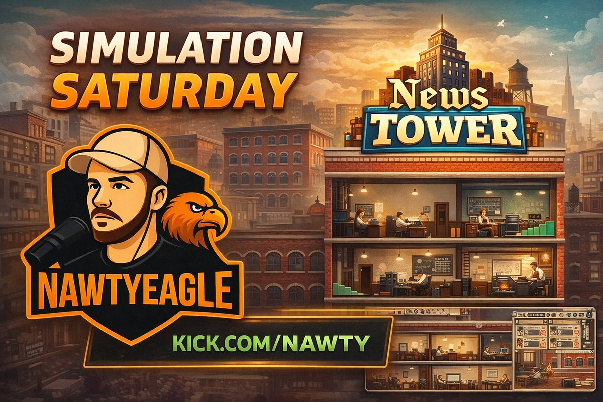 nawtyeagle's tweet photo. Extra! Extra! Read all about it! 🗞️

We’re climbing the ranks in News Tower for Simulation Saturday.

📺 Live on https://t.co/cQI9nxc4uB https://t.co/AZxnjrlUQt
