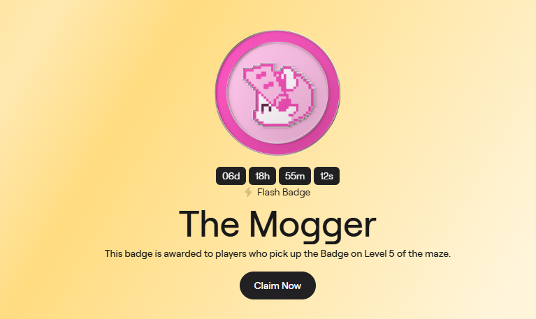 👀 New  badge to claim on Abstract: The Mogger of <a href="/onchainheroes/">Onchain Heroes: Maze of Gains</a> 
✳️ Connect dApp: mog.onchainheroes.xyz
✳️ Buy a key for 0.001 $ETH to play
✳️ Get to Level 5 and pick up the badge
✳️ Good luck🤞
⚠️ Be careful you can die, otherwise you'll have to try again by buying a new key