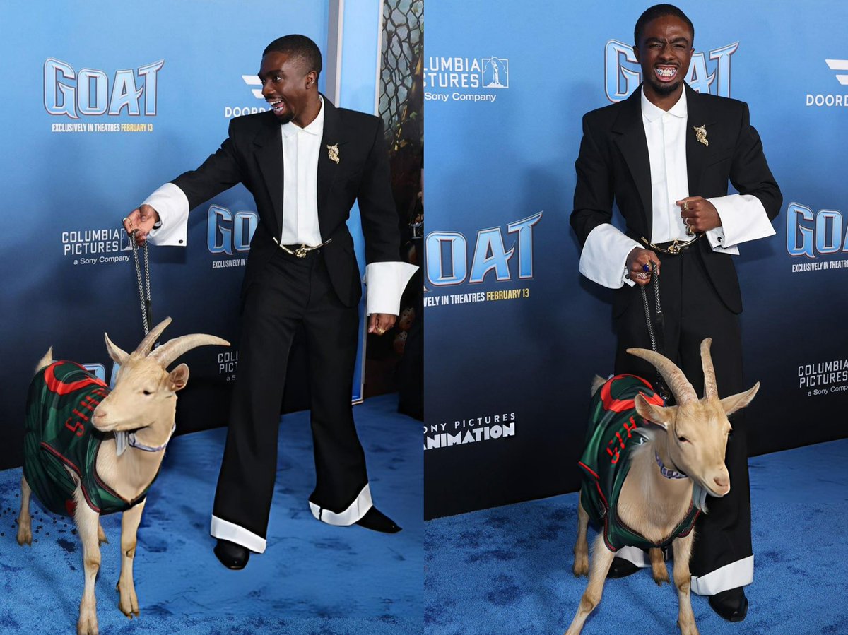 calebscomfort's tweet photo. Caleb McLaughlin + a goat at a movie premiere.. yeah i lost it 😭 https://t.co/unEG1QhqB4