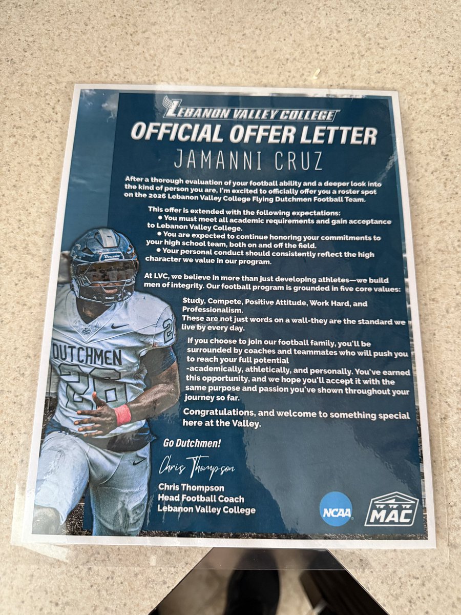 JCruz6_'s tweet photo. Had a phenomenal visit to @LVCFootball thank you to @CoachThompsonCT for the invite and the Official Offer!! https://t.co/vPMMbjvkJr