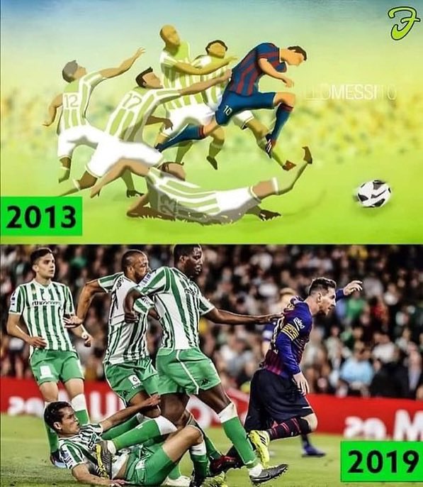 En 2013, el artista Suhas Nahian había pintado de manera “exagerada” el talento de Messi.

Unos años después, Lionel se encargó de hacerlo realidad.