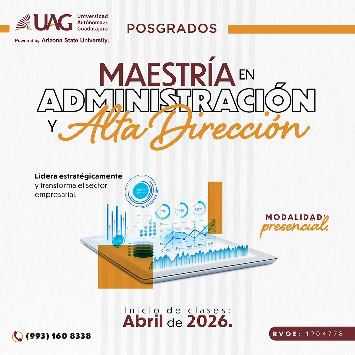 🚀 ¡Lidera tu futuro profesional con nuestra 𝗠𝗮𝗲𝘀𝘁𝗿í𝗮 𝗲𝗻 𝗔𝗱𝗺𝗶𝗻𝗶𝘀𝘁𝗿𝗮𝗰𝗶ó𝗻 𝘆 𝗔𝗹𝘁𝗮 𝗗𝗶𝗿𝗲𝗰𝗰𝗶ó𝗻! 

📍 𝗠𝗼𝗱𝗮𝗹𝗶𝗱𝗮𝗱 𝗽𝗿𝗲𝘀𝗲𝗻𝗰𝗶𝗮𝗹 | Sábados de 8:00 a.m. a 6:00 p.m.

📝 ¡𝗜𝗻𝘀𝗰𝗿í𝗯𝗲𝘁𝗲 𝗮𝗵𝗼𝗿𝗮!