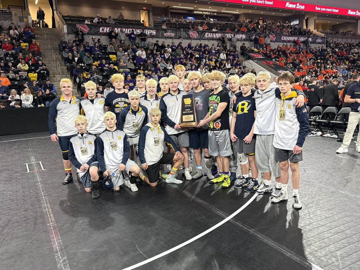 RivWrestle's tweet photo. 2026 Class 1A, 6th place State Dual Team.

Never satisfied. On to districts at home next week!

#RivWrestling https://t.co/GmLugPvzKo