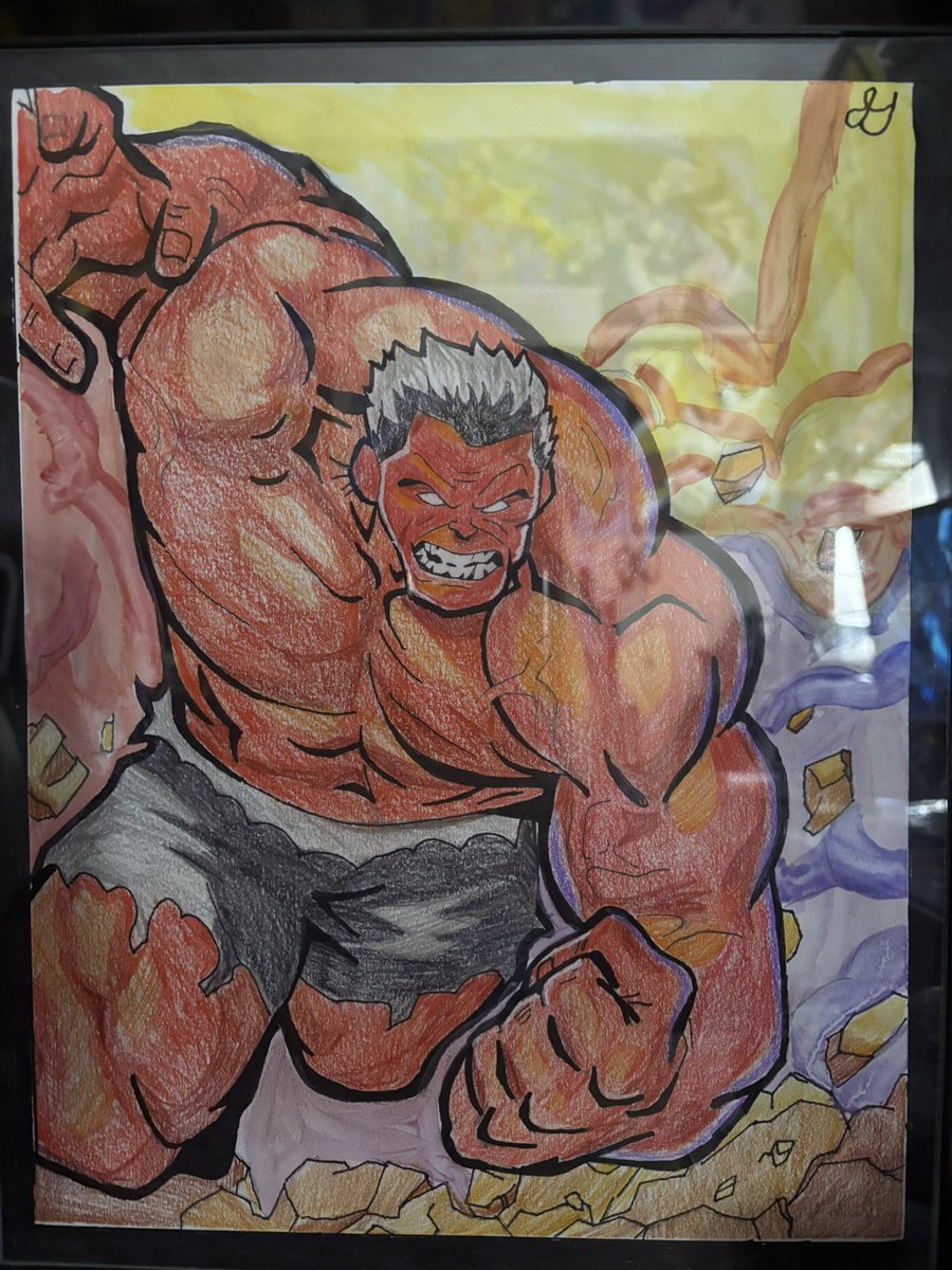 Finished my grandpa birthday gift it’s red hulk  and I’m also trying to get verified for VGen so I can start commissions 😁 my link is VGen.co/RinHaruno #VGenCode
