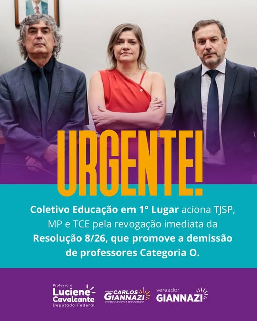 INACEITÁVEL: DEMISSÃO EM MASSA DE PROFESSORES!
Estamos recebendo inúmeras denúncias de professores da Categoria O que estão sendo demitidos de forma arbitrária e cruel por meio da perversa Resolução nº 8/26, da gestão Tarcísio/Feder.
Essa resolução promove uma verdadeira demissão