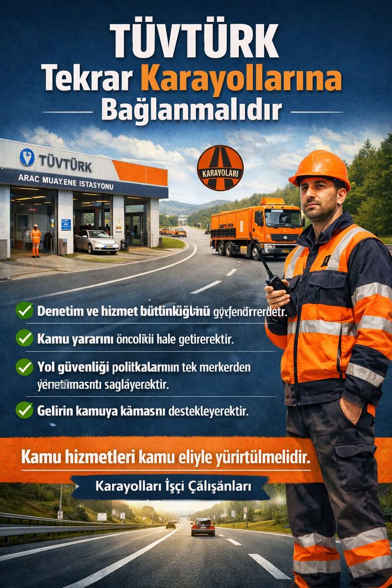 #TÜVTÜRK
tekrar Karayolları Genel Müdürlüğüne bağlanmalıdır Devletin kadrolu Mühendisleri , Teknisyenleri eliyle Araç muayene işlemleri yapılmalıdır
#AnkaradaPoliseAdalet