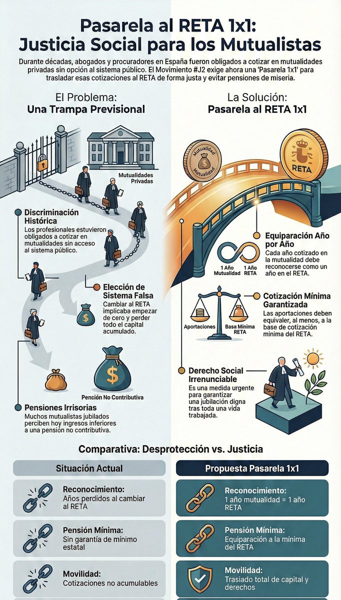 Nuevas infografías de <a href="/MovimientoJ2/">@Movimiento#J2</a> explicando la problemática de los mutualistas alternativos y la solicitud de una Pasarela al RETA 1x1 para tod@s. 
El Gobierno de <a href="/sanchezcastejon/">Pedro Sánchez</a>, a través de su Ministra <a href="/SaizElma/">Elma Saiz</a>
prometió una solución hace más de 2 años. Seguimos esperando.