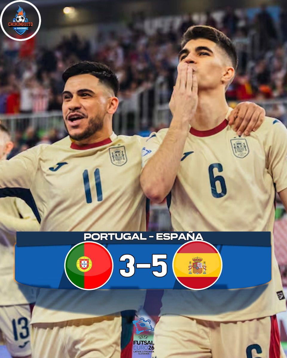 elchiringuitotv's tweet photo. ⏰ ¡FINAAAL! ESPAÑA, CAMPEONA de EUROPA de FÚTBOL SALA. #LALIGAEASPORTS 

🇵🇹 Portugal 3-5 España 🇪🇸 https://t.co/NnGpADjmNZ