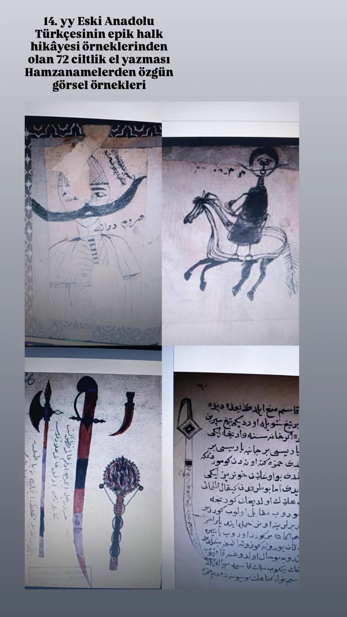 14. yy Eski Anadolu Türkçesinin epik halk hikâyesi örneklerinden olan 72 ciltlik el yazması Hamzanamelerden özgün görsel örnekleri