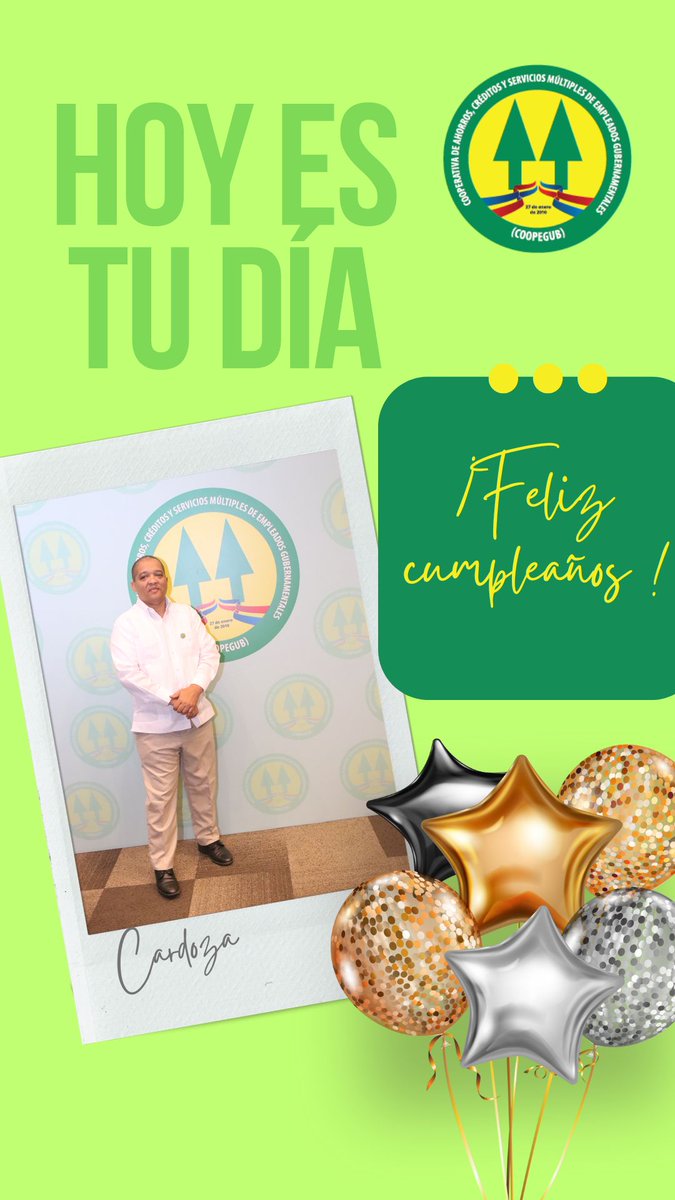 Felicitamos en su cumpleaños 🎉 al socio y presidente del Comité de Vigilancia, Frank Cardoza. Esperamos que la pase bien. ☺️ #TuCOOPEGUB