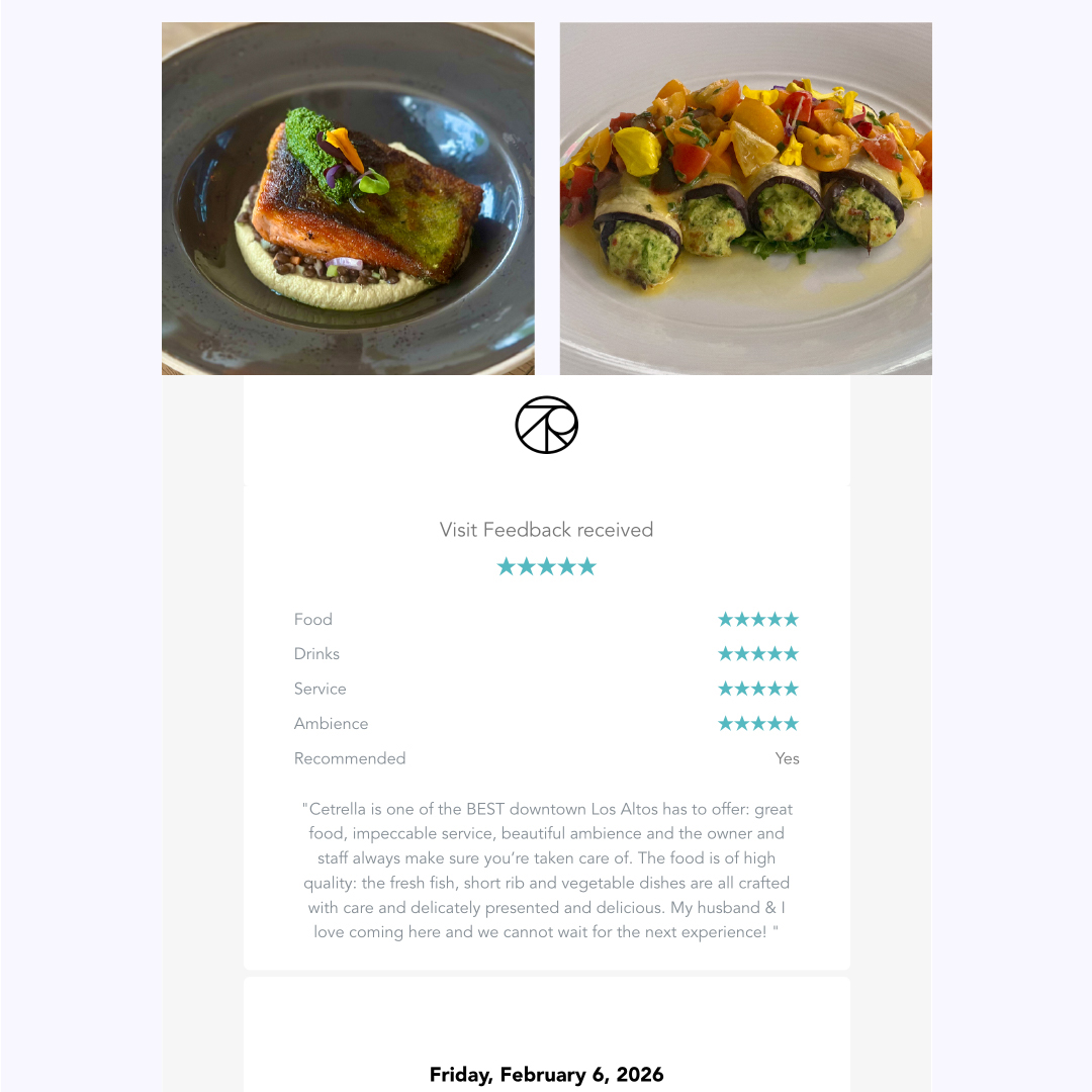 A Friday Dinner Guest Shared, “The food is of high quality: the fresh fish, short rib and vegetable dishes are all crafted with care and delicately presented and delicious.”

BOOK
sevenrooms.com/reservations/c…

PRIVATE DINE
cetrella.com/cetrella-los-a…

#SiliconValley #LosAltos #restaurant