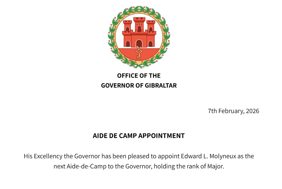 Maj. EdwardLMolyneux appointed as Aide-de-Camp to the Governor