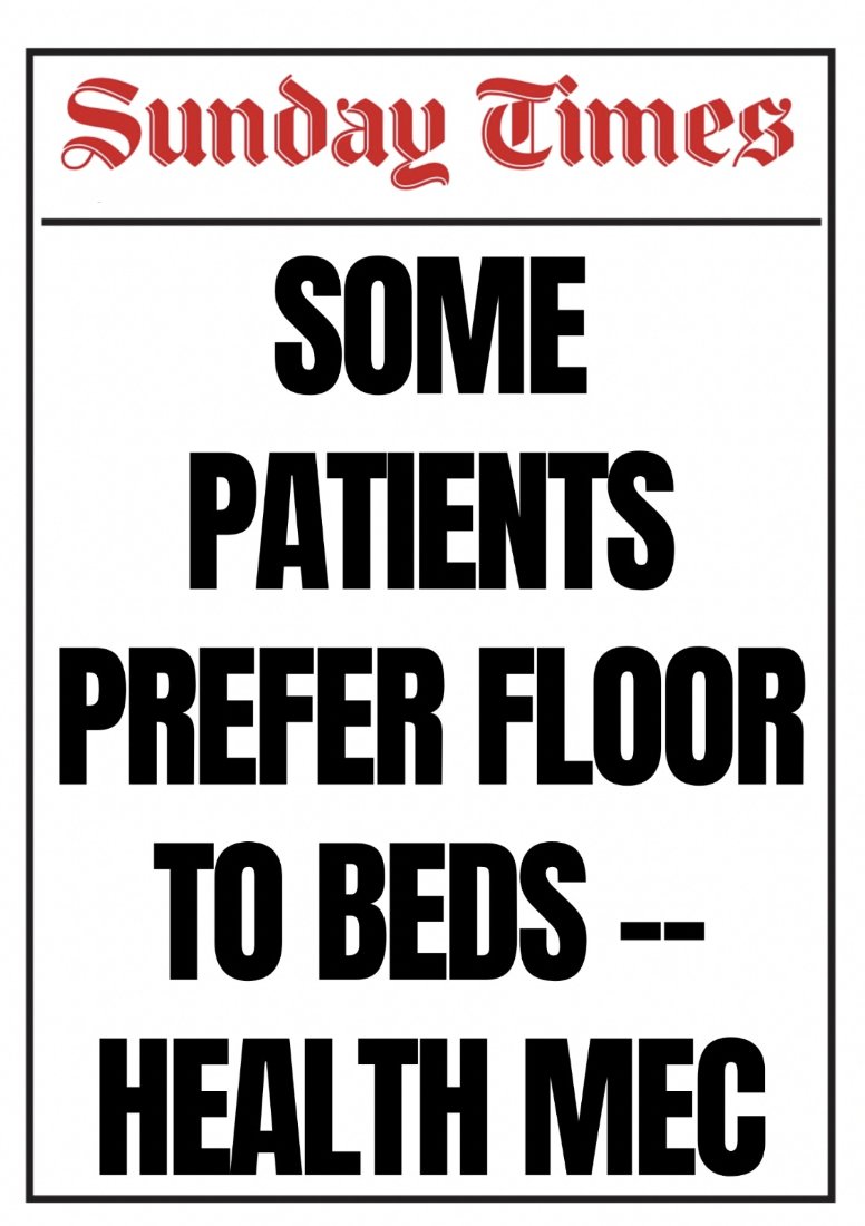 Breaking🚨: Patients are now choosing the floor over beds.

Next headline: ‘Citizens prefer potholes to roads’ and

‘Kids enjoy learning crowing dangerous rivers going to school’

Yah ne! When leadership fails, spin goes to ICU 🏥