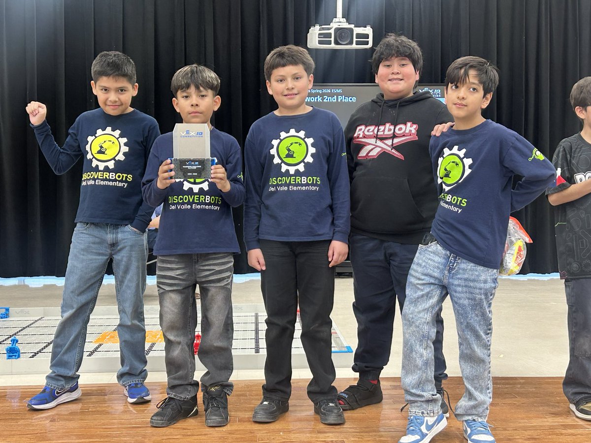 DelValleES_YISD's tweet photo. 🎉 Big win! @DelValleES_YISD, DiscoverBots earned 2nd place in the VEX IQ Robotics Teamwork Challenge after teaming up with Harmony
Amazing collaboration—great job, team! #VEXIQ #THEDISTRICT #WeDeliverExcellence @EGonzalez_DVES @badillo_mrs @oceans80 @OFOD https://t.co/Eh7MJPnKbB