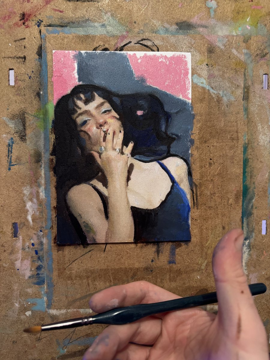 Painting before bed, oil on pad🎧