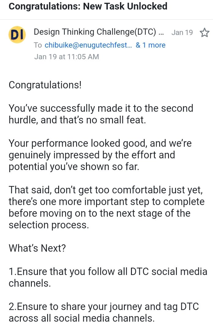 Thanks <a href="/thedtcnigeria/">Design thinking challenge</a> I have been selected for the next round of the DTC challenge, and now I have been picked for the virtual bootcamp by <a href="/thedtcnigeria/">Design thinking challenge</a> , this will give me the chance to contribute to innovation. @DTC2026 #DTC2026