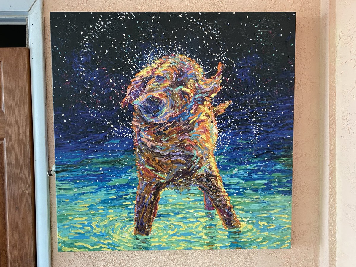 RacingToDisney's tweet image. Y’all met Wally. He’s an amazing client. He even has his own oil painting poolside. His parents take great care of this gentle giant. #KeysLife