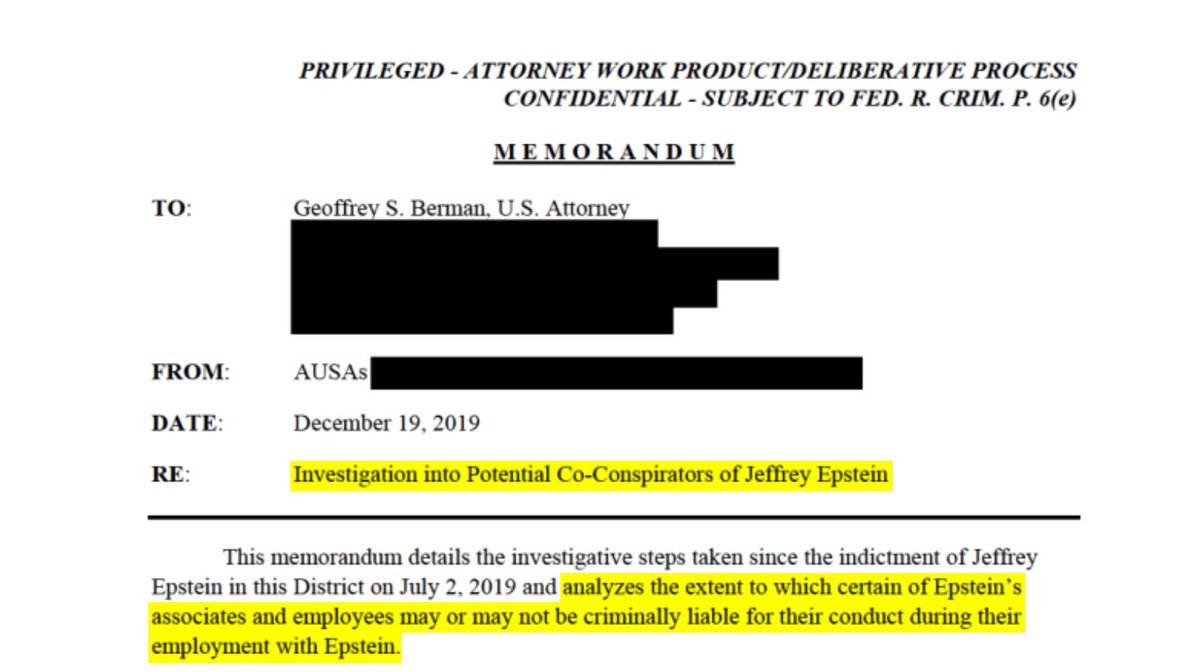 The DOJ briefly uploaded — then removed — an 86-page document titled “Investigation into Potential Jeffrey Epstein Co-Conspirators.”

The file contains interview summaries with alleged victims and individuals described as “subjects of the investigation.”

Named and reportedly