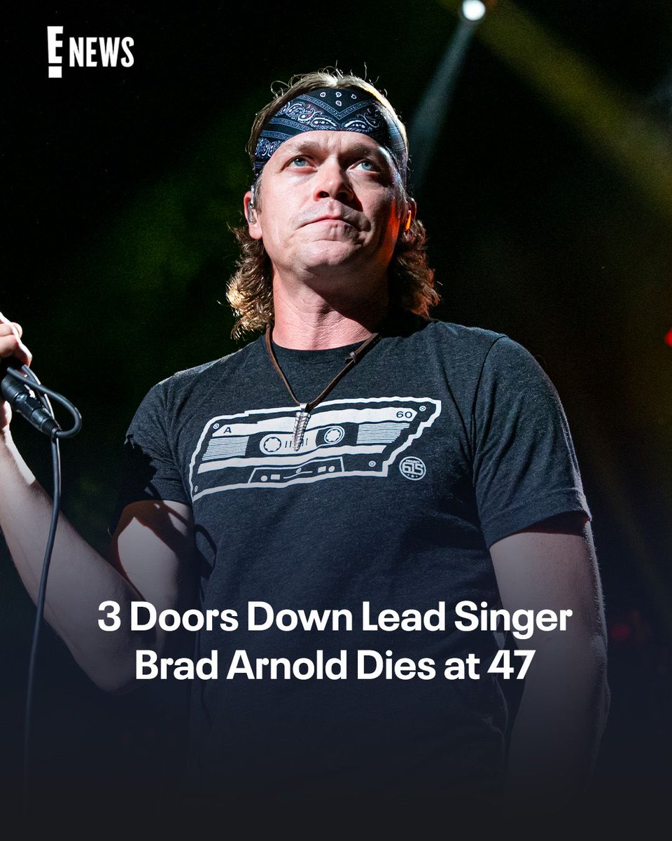 enews's tweet photo. Brad Arnold, the lead singer of 3 Doors Down who cofounded the rock band in 1996, has died. https://t.co/QfSYZxwq2l https://t.co/x0CzukE463