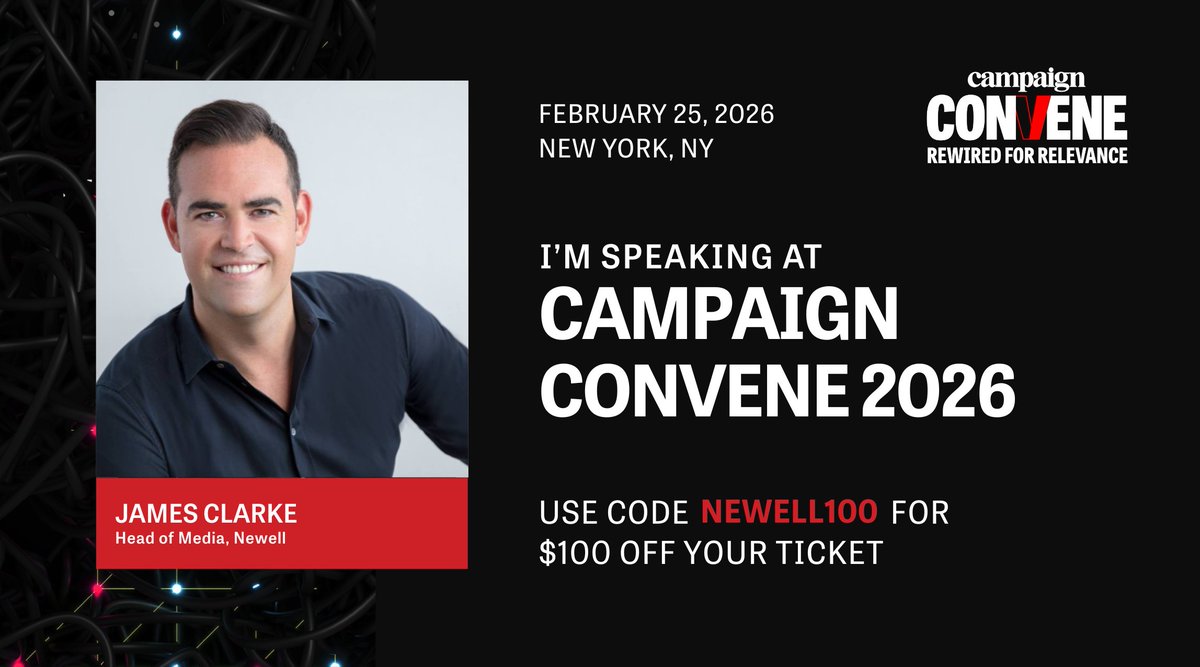 Excited to represent <a href="/newell_brands/">Newell Brands</a> at the <a href="/Campaignmag/">Campaign</a> Convene in NYC on Feb 25! 

Join me &amp; use code NEWELL100 to receive $100 off registration.

Explore the full speaker lineup &amp; agenda at campaignusconvene.com #CampaignConvene
