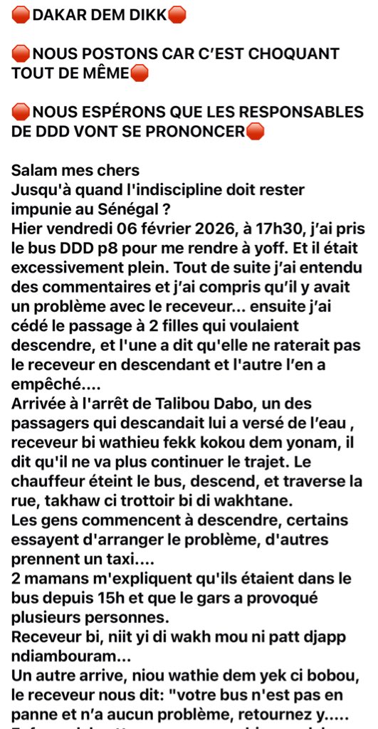 SergeSerigne's tweet photo. @dakardemdikk1 

Vous étiez un exemple dans le transport en commun. https://t.co/r1nYLR15fG