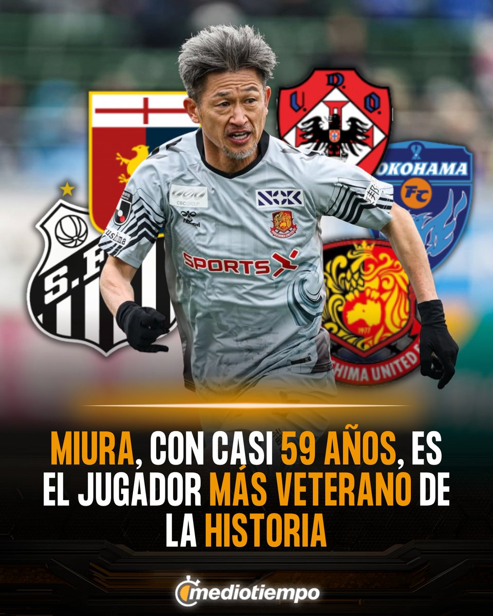 ¡DESDE EL ’82 EN LAS CANCHAS! ⚽️💥

🇯🇵 El delantero japonés con casi 59 años, Kazuyoshi Miura, acaba de debutar su temporada 41 como profesional con el Fukushima United FC de la tercera división japonesa

🔎 Durante su carrera, militó en clubes de todo el mundo; desde Brasil