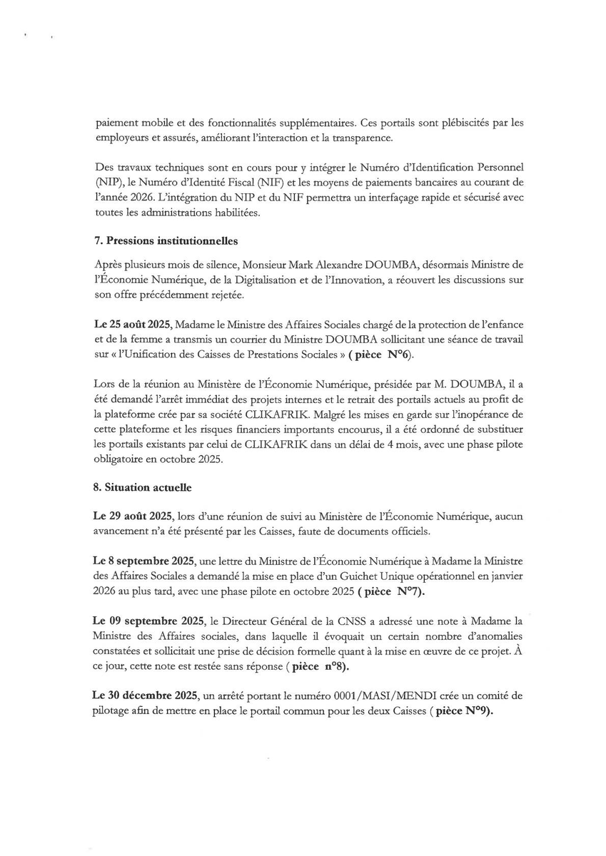 DworaczekBendom's tweet photo. #Gabon. Affaire ClikAfrik, Mark Alexandre DOUMBA : Numérique à milliards.

"3,2 milliards pour un portail à 8% de réalisation".

La CNSS et la CNAMGS ont fini par créer leurs propres plateformes. Fonctionnelles, elles.  Pendant ce temps, le ministre qui dirigeait CLIKAFRIK impose... CLIKAFRIK aux institutions publiques.  Sa sœur ? Elle numérise les Archives Nationales depuis le Canada.  Coïncidence, vous avez dit coïncidence ?   

Lien complet de l'enquête :  https://t.co/q4bsKfiXgB

🇬🇦#ClikafrikGate #DoumbaAffaire #Gabon #Corruption  #TransformationOuPillage