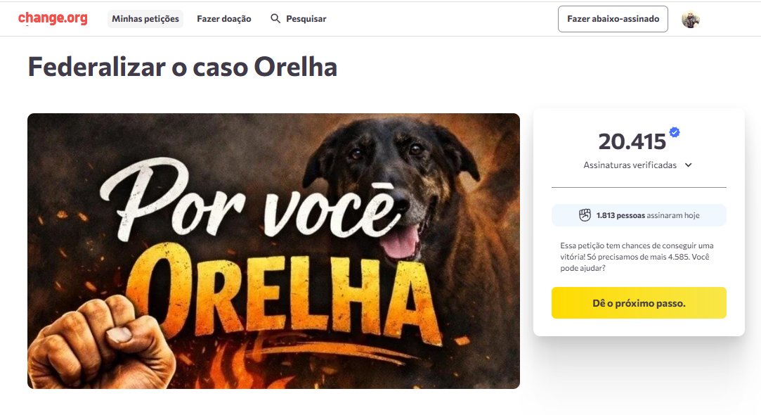 aimaasson's tweet image. 🚨ESTAMOS DANDO UM IMPORTANTE RECADO ÀS AUTORIDADES BRASILEIRAS. O CASO ORELHA JÁ POSSUI +5K DE APOIADORES NA FRANÇA 🇫🇷, 469 MIL ASSINATURAS NO BRASIL 🇧🇷 E 31 MIL NOS EUA 🇺🇸, CANADÁ 🇨🇦 E REINO UNIDO 🇬🇧. NÃO É SÓ SOBRE O ORELHA, É SOBRE CRUELDADE E IMPUNIDADE!
#CPIDOORELHA