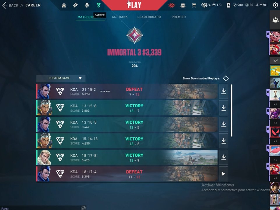 4-2 #SPIKETOUR Bonne perf en team ,moi terrible... Avec <a href="/eazioww/">eazioww</a> <a href="/Learnvlr/">Learn</a> <a href="/GUIZOLI_/">GUIZOLI</a> <a href="/Skaveo1/">FCC Skaveo</a> <a href="/fc_capybara/">FC Capybara</a> 
GG 
11-13 <a href="/1fivlrr/">1fi</a> &amp;co
13-9 #Vantheon 
13-8 #LightningRed 
13-5 #MIRACLES 
13-7 <a href="/Exalty_FR/">Exalty</a> 
7-13 <a href="/bende6karrr/">Bende</a> <a href="/Pax_VLR/">Pax</a> <a href="/ScorteckTv/">Scorteck</a> <a href="/LazzVLR/">lazz</a> <a href="/FlexTM_/">Flex</a>