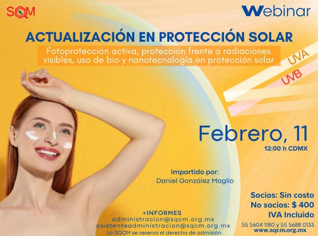 💡FEBRERO, MES DE FILTROS SOLARES 👏 

📆11 de febrero, ⏰ 12:00 h Ciudad de México con el 👩🏽‍💻Webinar ACTUALIZACIONES DE FILTROS SOLARES "Fotoprotección activa, protección frente a radiaciones visibles, uso de bio y nanotecnología en protección solar"

👇
attendee.gotowebinar.com/register/56717…