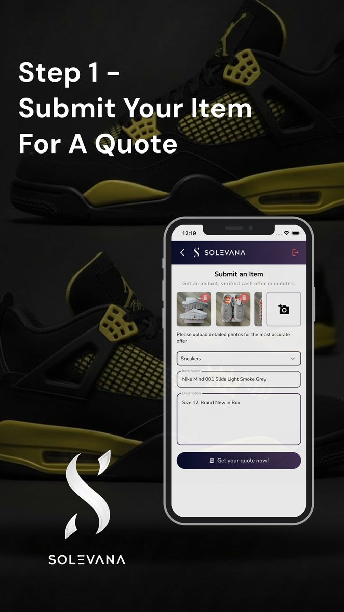 Solevanaapp's tweet photo. 1. Submit Your Item https://t.co/GoJxeYprUm