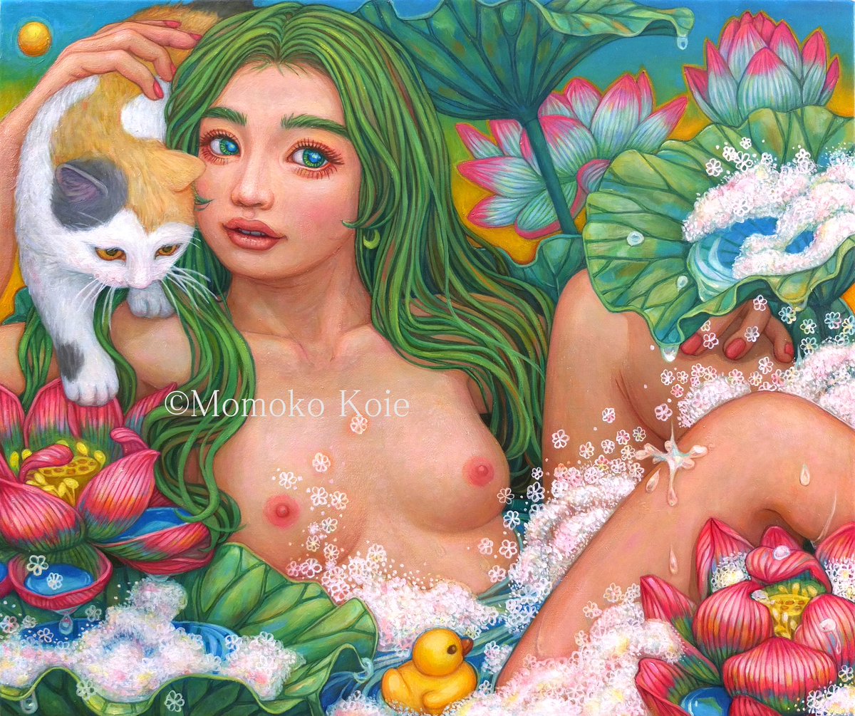 🍀作品紹介🍀
タイトル: 蓮湯  華の香
サイズ: F8号
素材: キャンバス　油彩
2025年