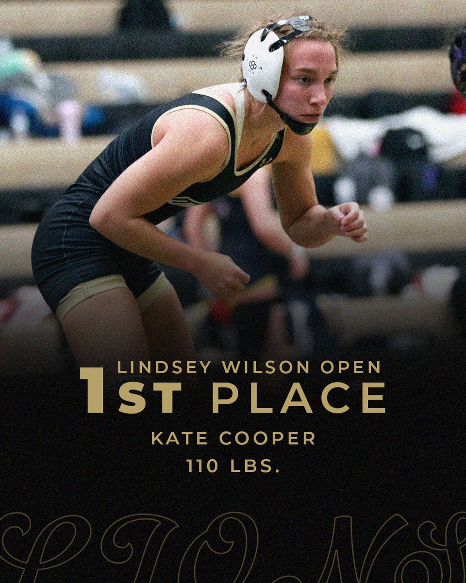 LUWWrestling's tweet photo. CHAMPION 🥇

Kate Cooper (110) takes first place at the Lindsey Wilson Open‼️

#TheHuntBegins https://t.co/vBUESgZvL3