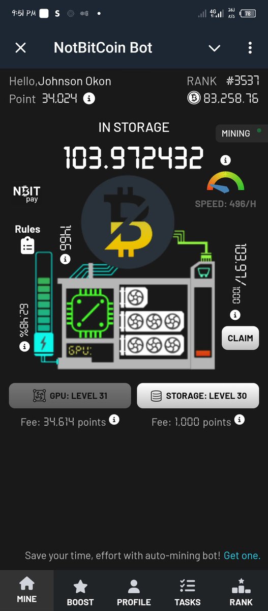 JohnsonAkaka01's tweet photo. @notbitco_in @KaduBRZ Have been mining this for years but how is it that reaching mainnet I can't see any of the token I mine in the mainnet even after connecting my telegram with it is still showing zero. This is what am talking about, I can't stake because there is no token to stake https://t.co/5a8ZxoxgFU