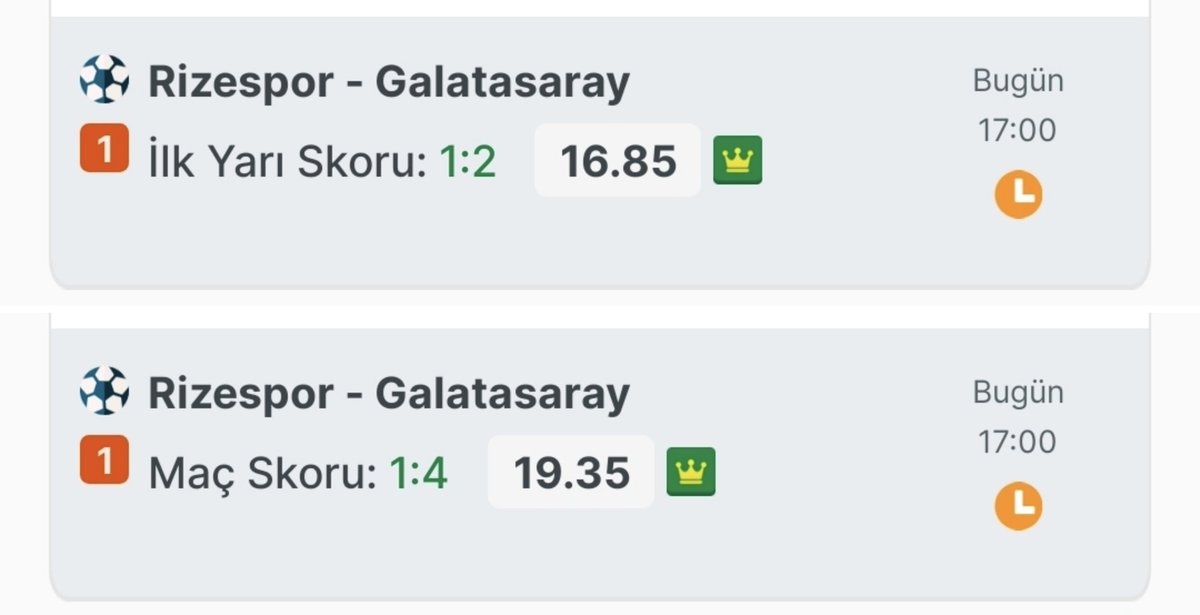 Rizespor - Galatasaray

İy skor 1-2 • 16,85
Ms skor 1-4 • 19,35