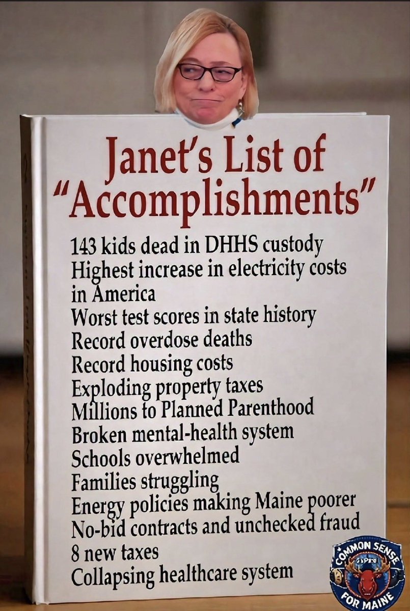 Any time you see Janet Mills <a href="/JanetMillsforME/">Janet Mills</a> claiming she's done a "good job" or that "she cares" about Maine, here's a handy reminder she needs to see. She deserves handcuffs, not a Senate seat.