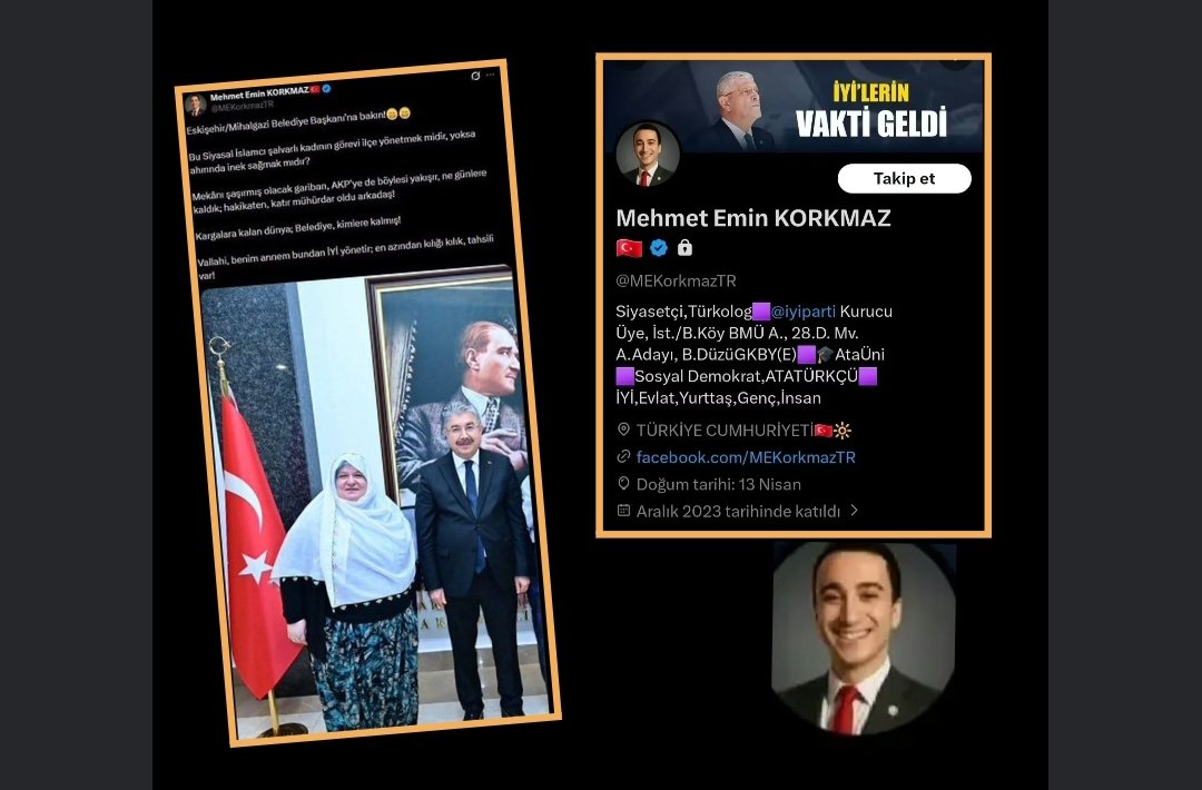 Bu iğrenç herif, Anadolu kadınının asil kıyafetine dil uzatacak kadar alçak, ama tepki gelince kuyruğunu kıstırıp hesabı kapatıp sıvışacak kadar da korkak!

İYİ Partili Soysuz Mehmet Emin Korkmaz!

Bu çirkef ve bu soysuz dil 28 Şubat artığıdır, Bu alçağın peşini bırakmayacağız.