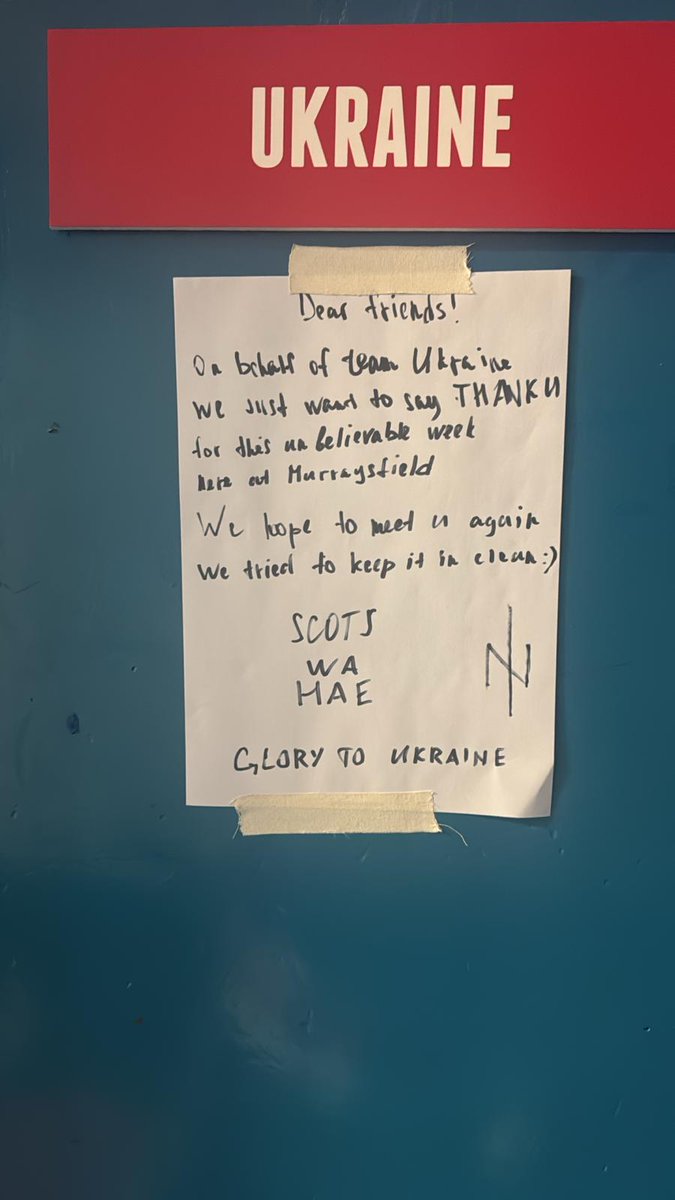 Absolute class from the <a href="/Ukraine/">Ukraine / Україна</a> National Ice Hockey team. Leaving this on their dressing room after their games at Murrayfield this week. #class #Ukraine #IceHockey 🇺🇦