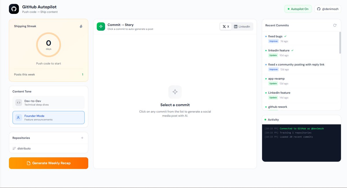 I've just finished the github autopilot feature 100% All your github ...