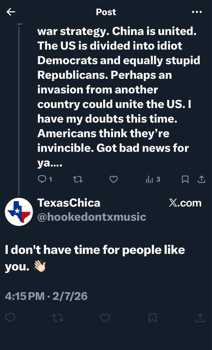 . <a href="/hookedontxmusic/">TexasChica</a> 

The ultimate ignorant coward move. Get dominated in a discussion you started. Realize the person you attacked has 20X more knowledge than you and you have no chance of winning. 

Block them. 
Good luck out there. 
You unbelievable garbage heap. 
Get bent.