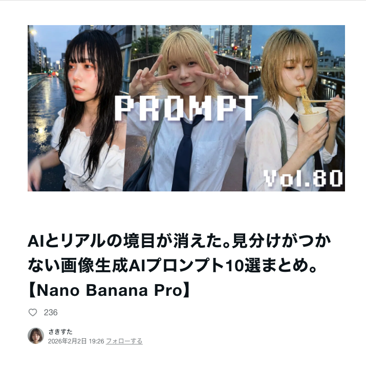 MacopeninSUTABA's tweet photo. 「AIとリアルの境目が消えた。見分けがつかない画像生成AIプロンプト10選まとめ」が有益

https://t.co/BksM3PZaQi https://t.co/oz5KKsyrEg