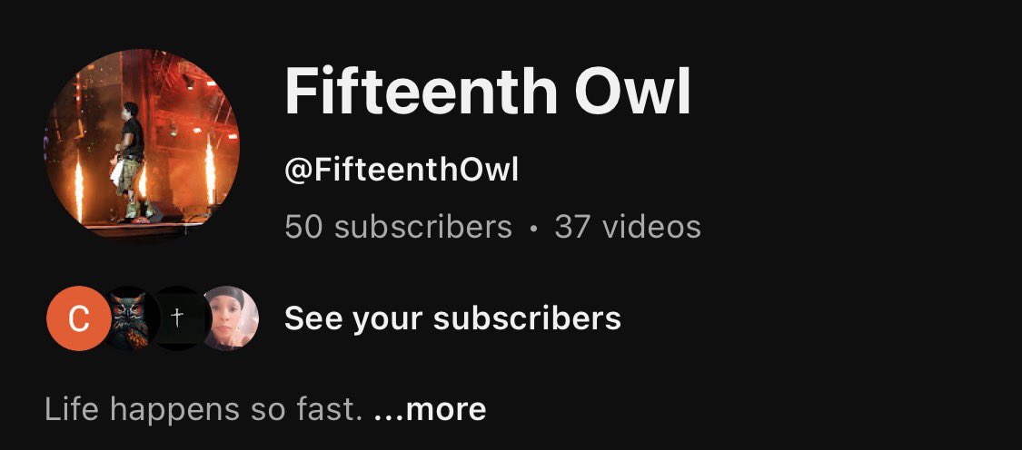 fifteenthowl's tweet photo. First 50 subscribers on my YouTube channel. 🥳

Thank you all… means a lot to me. 

You can subscribe if you haven’t yet 🙏🏾

Here’s the link 🔗: https://t.co/uqJsqQ3rnX https://t.co/XjBZ8vTkqN